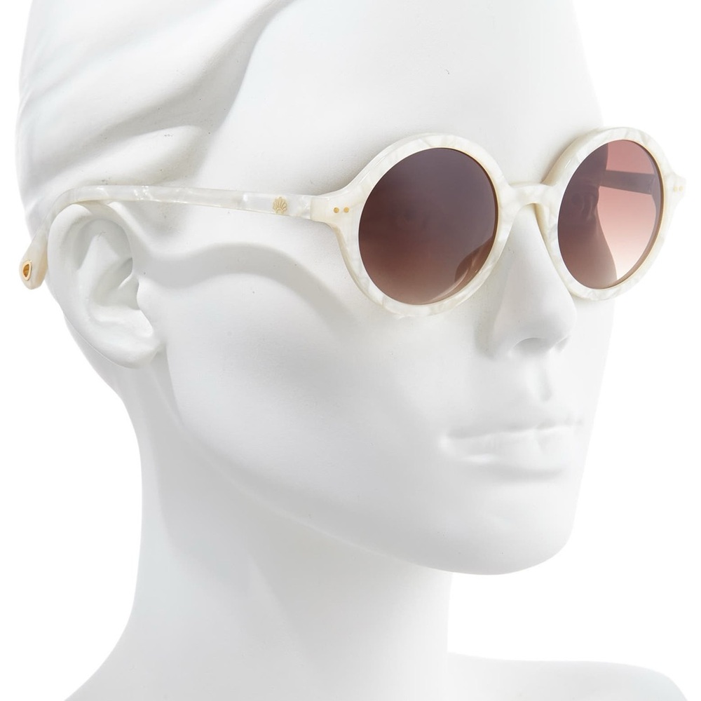 Lele Sadoughi East Village 48mm Cream Round Sunglasses